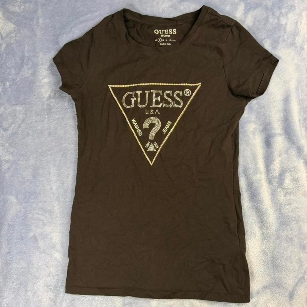 Guess black  baby tee with gold logo women Size‎ S
